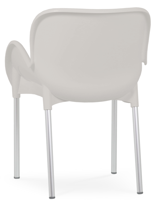 Cadeira em plástico para uso exterior, pernas de alumínio, proteção contra raios UV, reciclável, empilhável. Fabricado em Portugal, Plásticos Joluce.