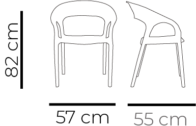Cadeira em plástico para uso exterior e interior, proteção contra raios UV, tacos antiderrapantes, reciclável, empilhável. Fabricado em Portugal, Plásticos Joluce.