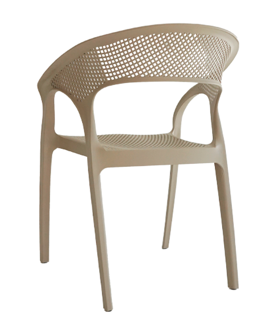 Cadeira em plástico para uso exterior e interior, proteção contra raios UV, tacos antiderrapantes, reciclável, empilhável. Fabricado em Portugal, Plásticos Joluce.