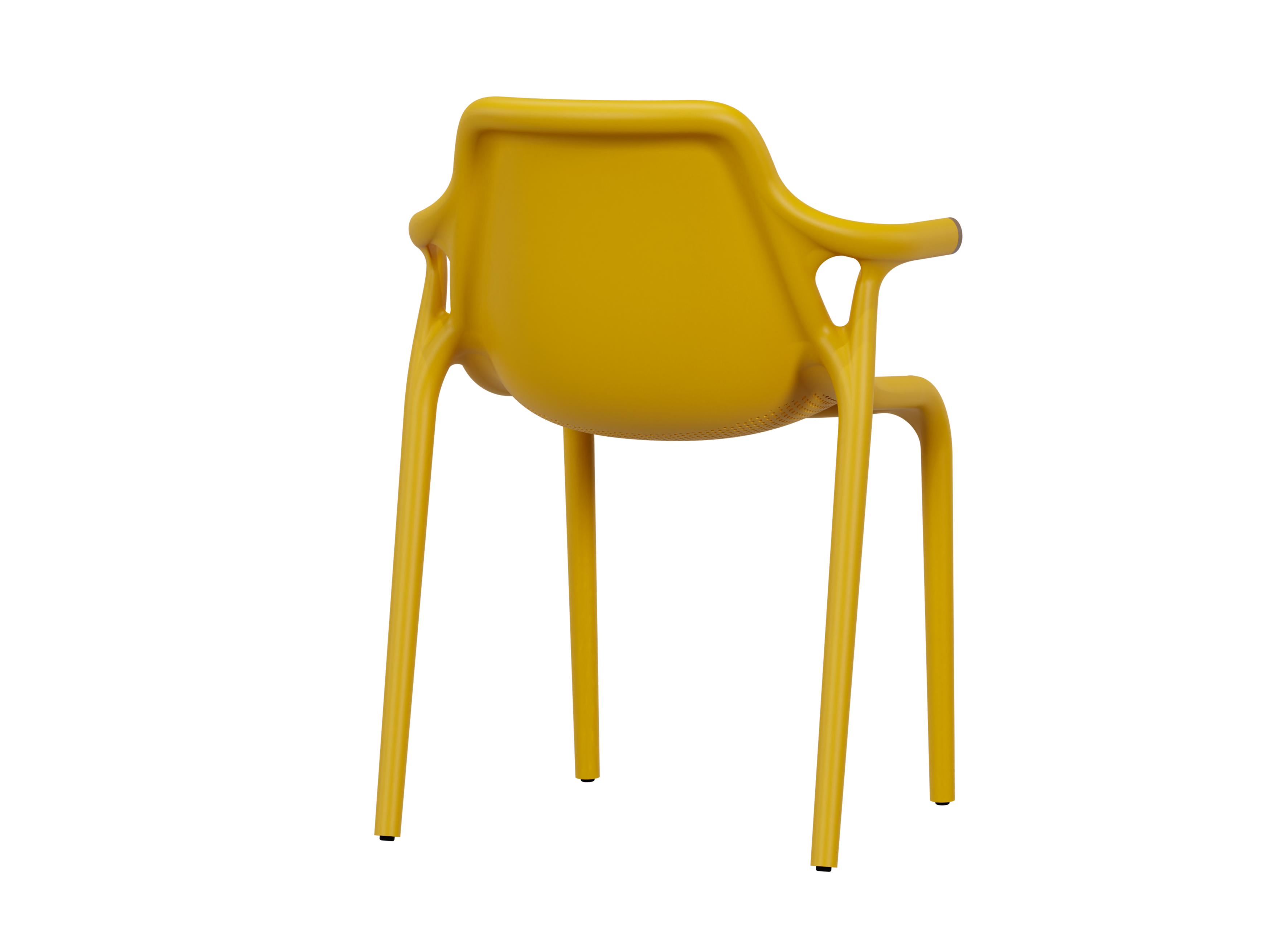 	Cadeira em plástico com fibra de vidro, injeção a gás, para uso exterior e interior, proteção contra raios UV, tacos antiderrapantes, reciclável, empilhável. Fabricado em Portugal, Plásticos Joluce.